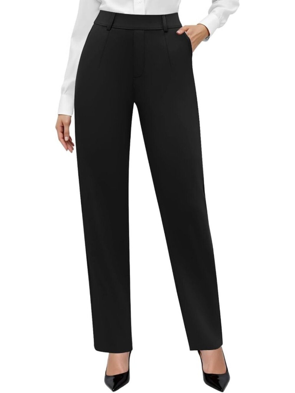 High-Waisted Stretchy Dress Pants for Women | Pull-On Office Work Trousers